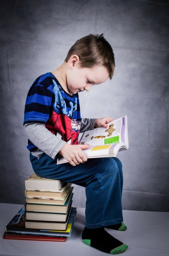 child, book, boy