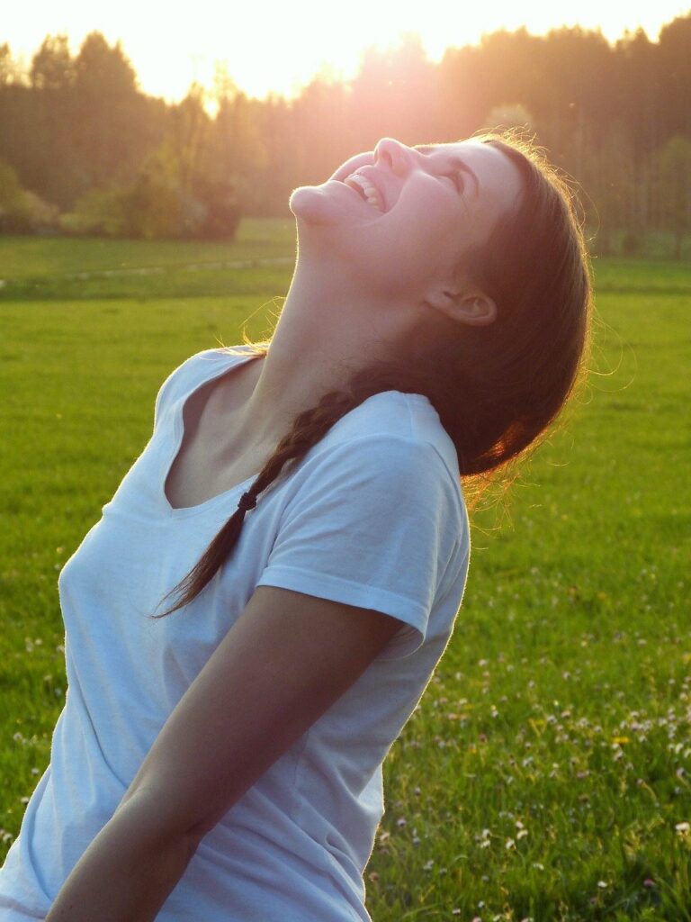 girl, woman, meadow